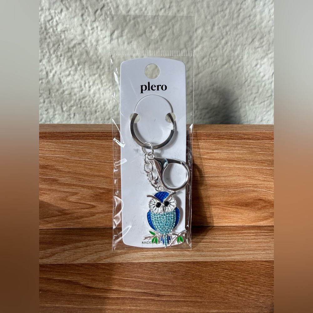Blue and Silver Owl Keychain